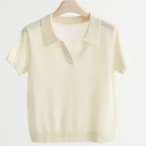 Wool  Female Warm Lightweight Fitting  Knitted Wool Polo Neck t Shirt
