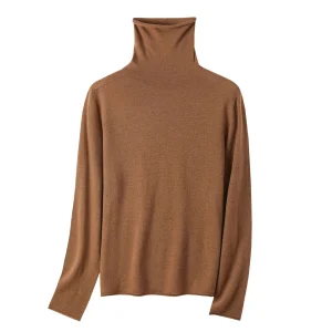 Women's Wool Long-Sleeved Turtleneck Sweater Solid Color Slim Fit Wool Knit Inner Layer