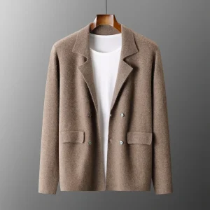 Inner Mongolia Wool Knitted Men's Suit Jacket Solid Autumn Wool Cardigan Sweater