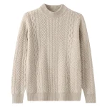 100% Pure Wool Sweater Men's High Neck Pullover Sweater New Loose Fit Thick Wool Top with Knitted Base Layer