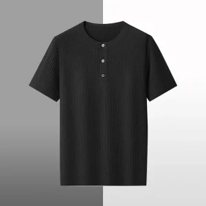 New Arrival Knitted Sweatshirt Men Short Sleeve Plain Lightweight Casual Merino Wool Shirt Mens Wool Sweater
