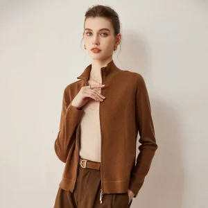 High Quality Fashion 100%Wool Sweater for Women Solid Color Full Sleeve Lightweight Warm Knitwear Cardigans Tops