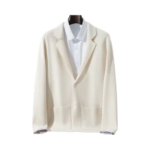 Designer Style Men's 100% Pure Wool Knitted Coat Solid Color Wool Sweater Inner Mongolia Wool