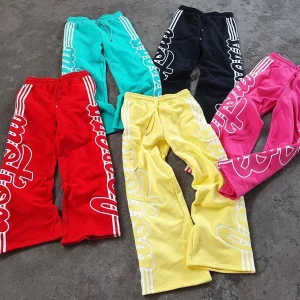 Breathable High Street Polyester/Cotton Heavyweight Knitted Drawstring Closure Baggy Embroidered Sweat Pant Men