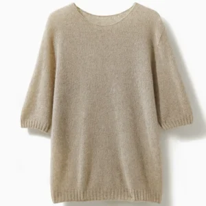 Cashmere Mix SilkFemale Warm Lightweight Fitting  Knitted Crew Neck t Shirt