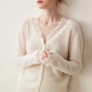 2026 Hot Selling Lace Cardigan Sweater Style Cardigan Cashmere Wool Sweater Spring Cardigan