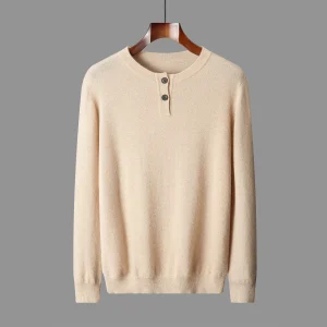 New 12gg Crew Neck Knitted 100% Wool Sweater Men's Autumn and Winter Wool Base Layer Sweater Direct Sales
