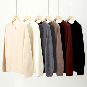 100% Wool V-neck Sweater Women's Autumn New Long-Sleeved Wool Pullover Sweater Direct Sale