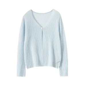Crew Neck Thinner  Knitted Golden Dot Cashmere Cardigan