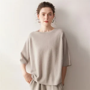 2026 New Short-Sleeve Knit Top Cashmere Women's Sweater