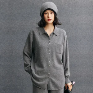 Women's Cashmere Sweater Solid Color Thickened Wool Cashmere Casual Knitted Cardigan