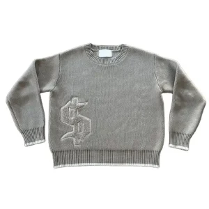 Men's Breathable Wool/Cotton Knit Top Crew Neck Loose Fit Long Sleeve Summer Knitted Pullover