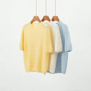 Autumn 100% Cashmere Crew Neck Pullover Sweater Women's Knitted Cashmere Short-Sleeve T-Shirt Solid Knitwear