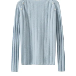 New High Quality  Women Sweater O  Neck Double Button  Autumn and Winter 30%Cashmere 70%Wool  Knitted Sweater