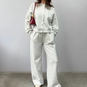 Women Tracksuit Set High Quality Loose Fit Sports Pants with Zipper Long Sleeve Jacket Breathable Sportswear
