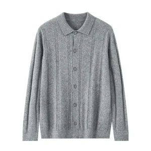 2026 Autumn New Knitted Wool Shirt Inner Mongolia Wool Solid Color Men's Wool Cardigan Jacket Casual Wool Sweater