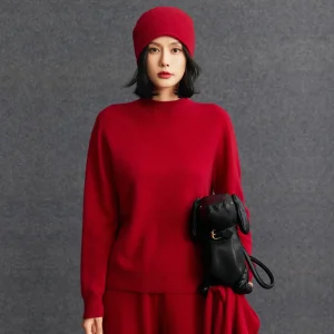 Cashmere Wool Knitwear Crew Neck Knit Top Pullover Soft Jumper Autumn Winter Women's Knitted Sweater