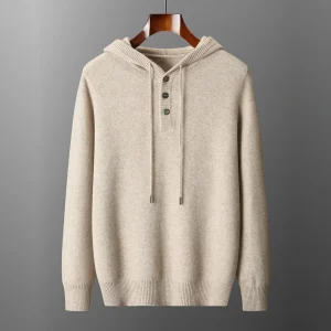Wool Pullovers Autumn Thickened Knitted 100% Wool Sweaters Hoodies