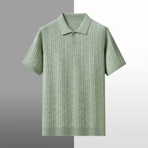 New Arrival Knitted Sweatshirt Men Short Sleeve Plain Lightweight Casual Merino Wool Cashmere Polo Shirt Mens Wool Sweater
