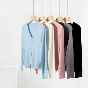 New Autumn V-neck Wool Knit Cardigan Women's Winter Wool Long-Sleeved Sweater Warm Wool Outerwear