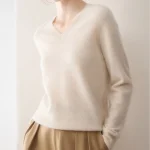V Neck Sweater Thickened V Neck Cashmere Knit Sweater for Women