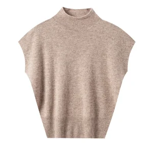 In Stock Pure Wool Knit T-Shirt Solid Color Short Sleeve 100% Sheep Wool High Neck Pullover